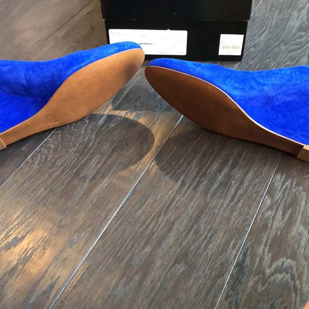 J Crew Martina suede wedges 7 blue purple - Picture 4 of 6